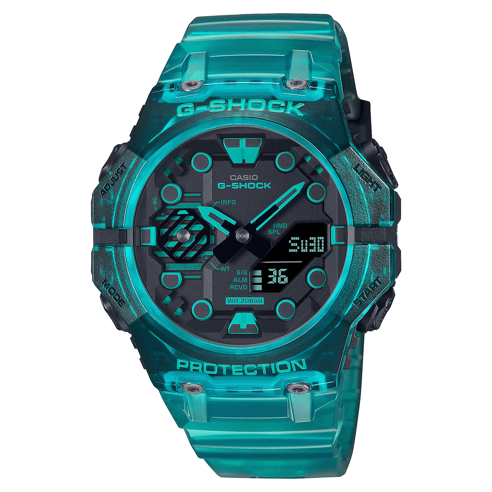 G-Shock Analog-Digital Bluetooth Turquoise Blue Transparent Men's Watch  GAB001G-2A - Turquoise Blue