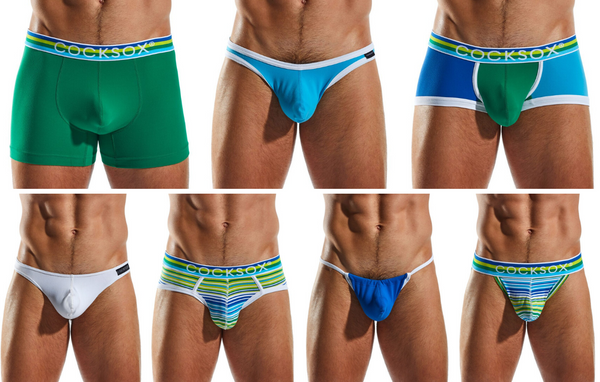 Collage of Cocksox Freshballs Collection underwear products