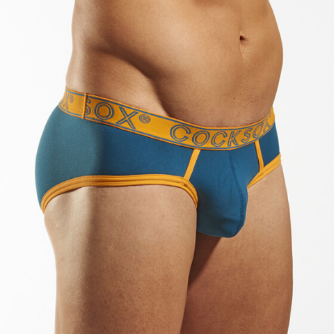 Catalogue image featuring a Cocksox CX76N men's underwear sports brief with an active Contour Pouch