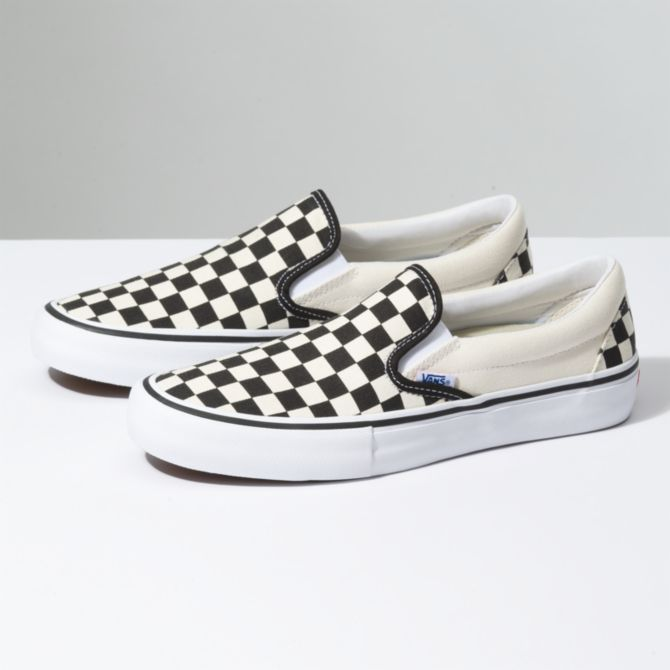 vans slip on pro white black