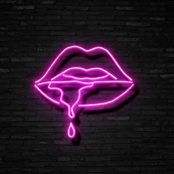 pink neon lip sign