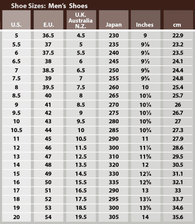 FOOTWEAR SIZE footwear size: