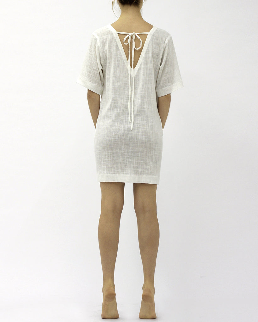 Rib back linen dress