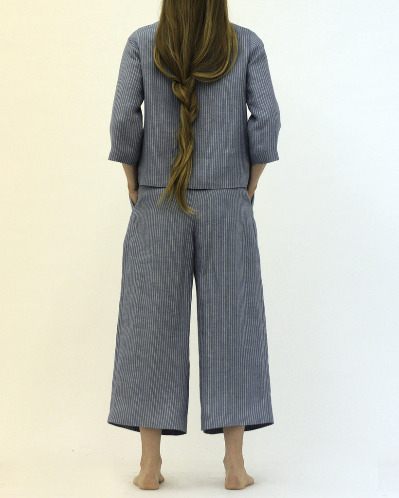 Linen shirts jacket and Pleat wide trousers
