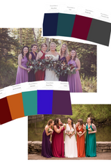 Fall wedding color palette burgundy wine teal burnt orange purple navy royal blue