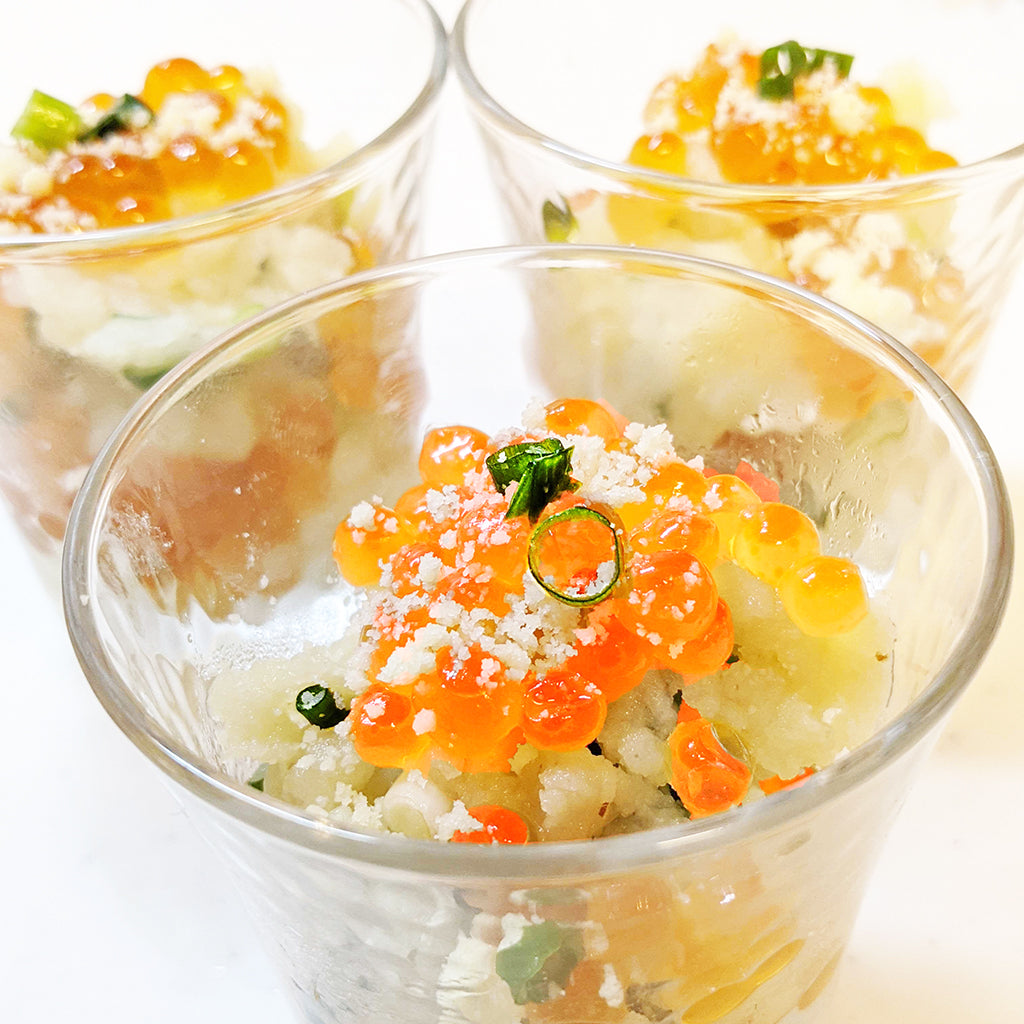 チーズポテトといくらの重ね盛りカップサラダのレシピを紹介 飯坂冨士商店