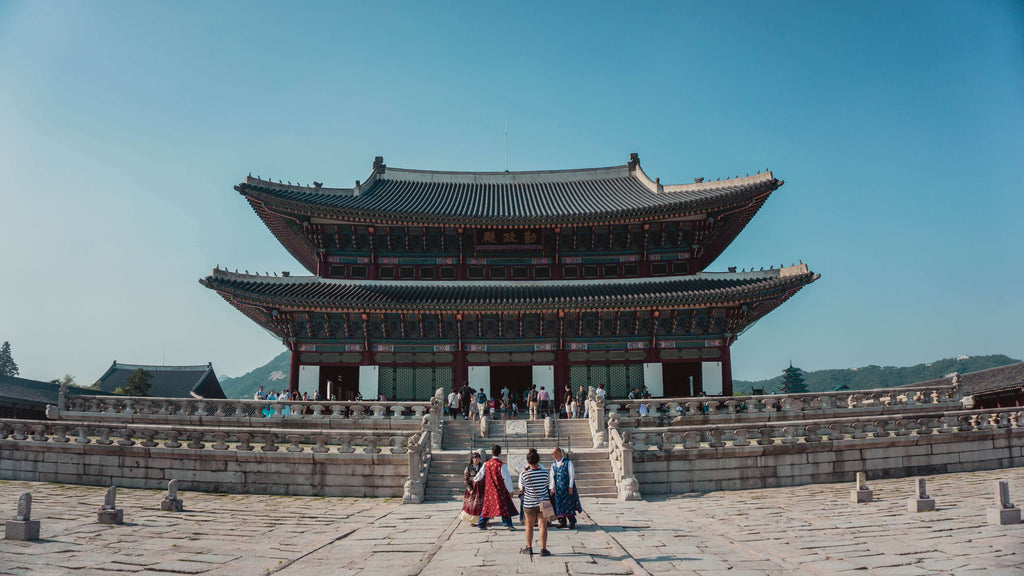Front view from Gyeongbokgung Palace in a beautiful day