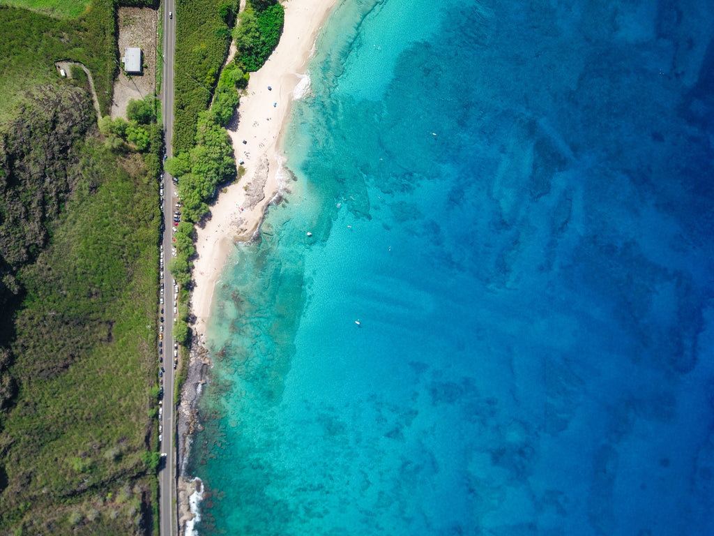 aerial view of ocean and shore photo