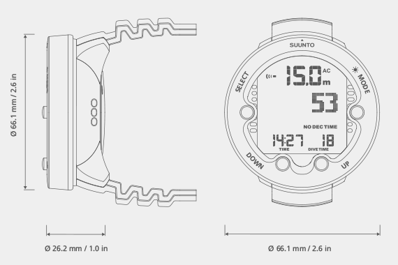 Suunto Zoop Novo Dive Computer Dimensions