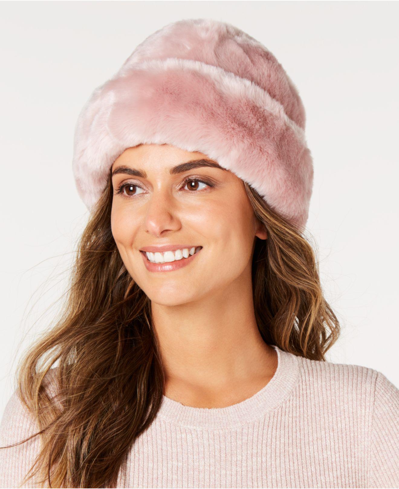 Nine West Womens Faux Fur Cloche Hat 