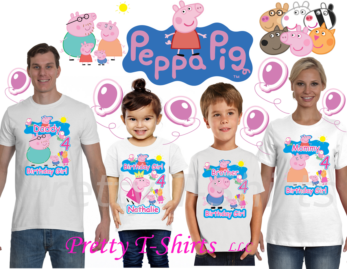 Peppa Pig Birthday shirt; Birthday Girl tshirt; Peppa Pig Birthday; Peppa Pig Family Shirts; Birthday Party t shirt; Matching; Daughter; tee