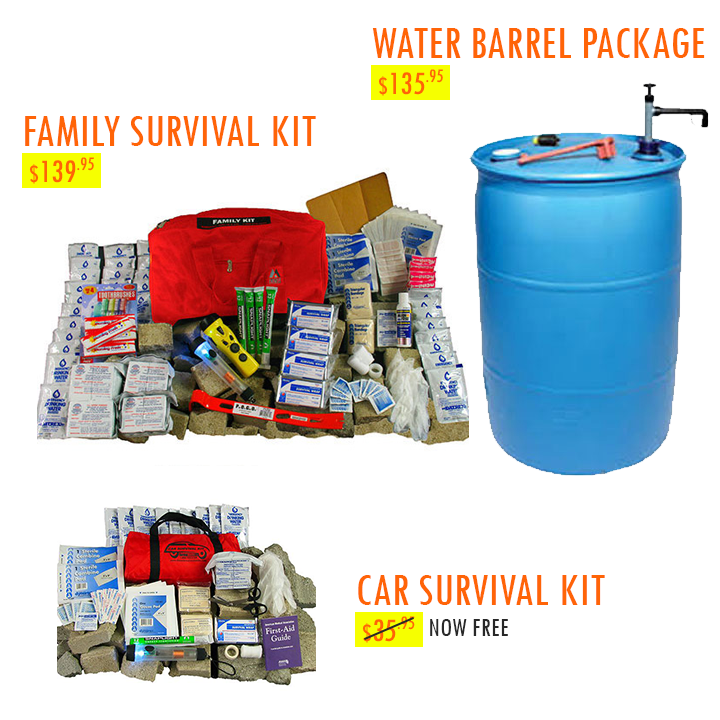 Family Survival Kit + Water Barrel 