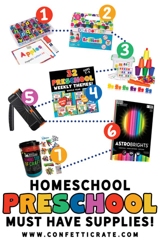 So, you are getting ready to homeschool your preschooler and aren't sure which supplies you should purchase. I have some practical and fun supplies you will love that will allow you to homeschool your preschooler on a budget! www.confetticrate.com