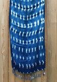 EARTH STAIN HAND-DYED, CLOTHES PIN-PATTERNED INDIGO BLUE SCARF