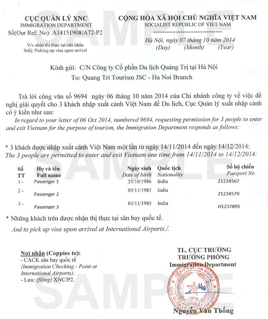 Vietnam Approval Letter