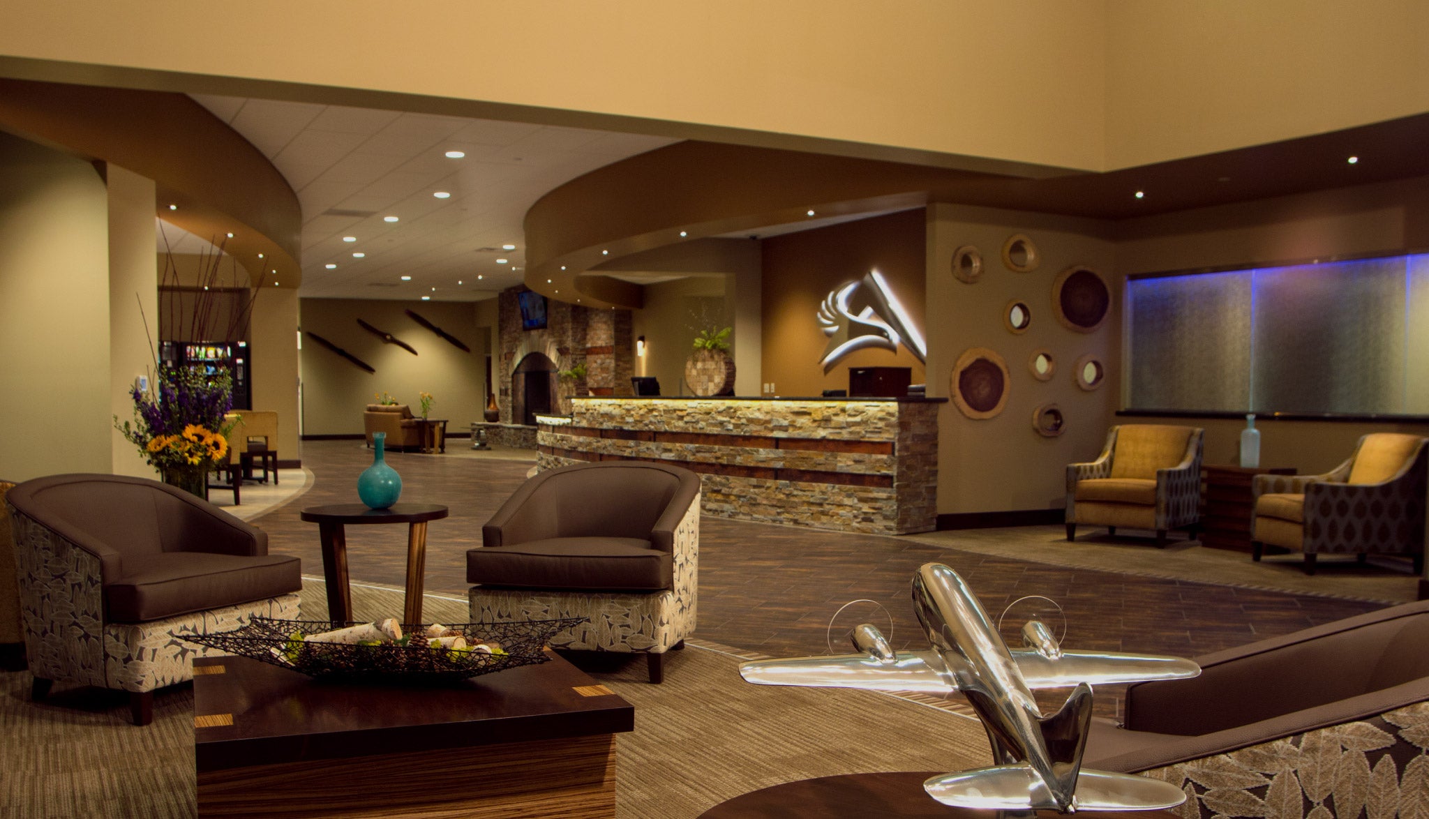 Interior design for FBO lobby in Reno
