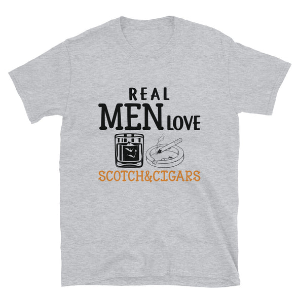 Real Men Love Scotch And Cigars Orange - T-Shirt - real men t-shirts, Men funny T-shirts, Men sport & fitness Tshirts, Men hoodies & sweats