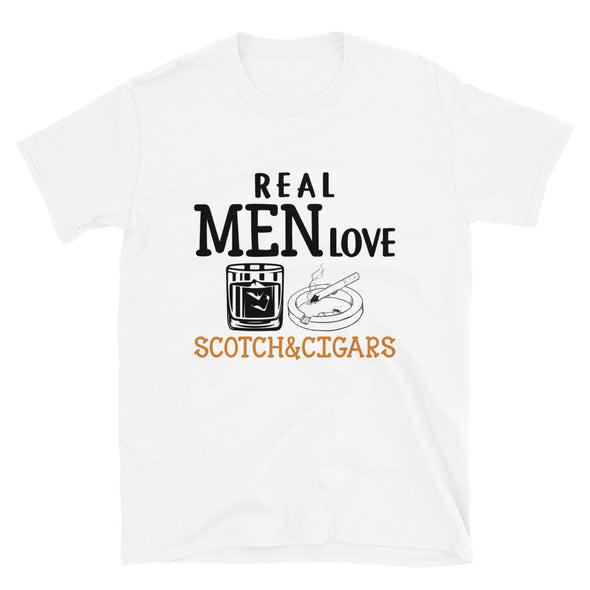 Real Men Love Scotch And Cigars Orange - T-Shirt - real men t-shirts, Men funny T-shirts, Men sport & fitness Tshirts, Men hoodies & sweats