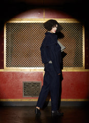 RUDINE CHUBBY JACKET IN INDIGO STRETCH CUT-VELVET