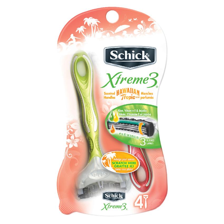 Gambar Schick Xtreme 3 Hawaiian Tropic for Women - 4 Razors Jenis Peralatan Cukur