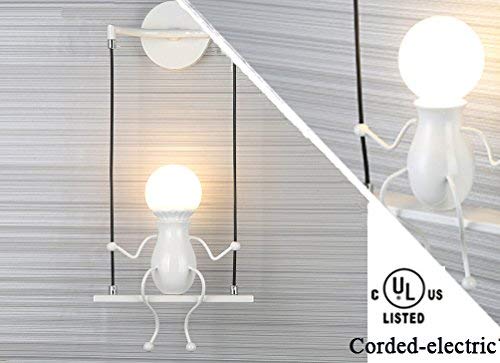 Simple Fashion Doll Swing Children Wall Lamp Black/White – Nunu