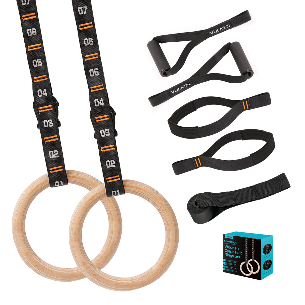Olympic Gym Rings with Adjustable Straps 5BILLION FITNESS Wood Gymnastic Rings Train Workout Pull Ups and Dips Heavy Duty Gym Equipment for Home Gym Strength Training 