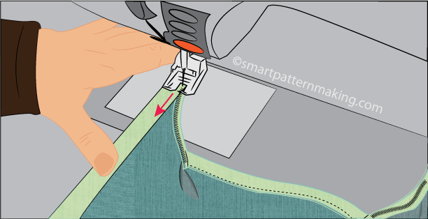 Step 10). Stitch scrub hat tie straight across the folded edge