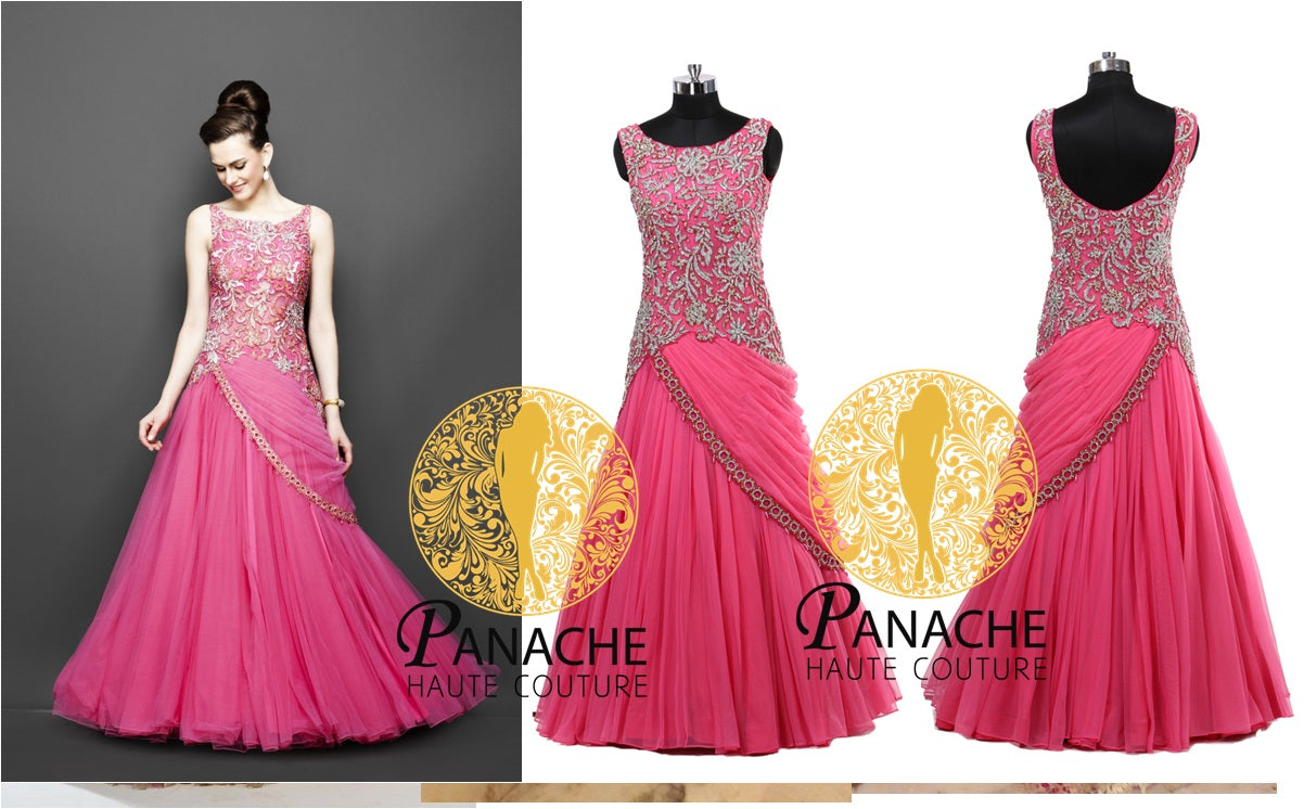 Pink color indo western gown - Replica Made by Panache Haute Couture