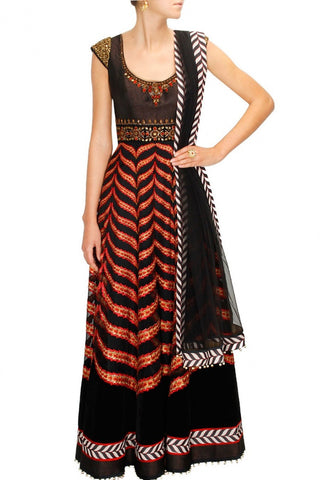 Black and Golden Anarkali Suit