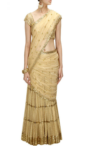 Golden Colour Lehenga Saree