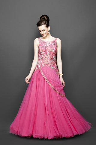 Dark Pink Indo Western Gown