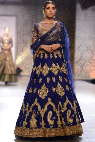 Raw silk blue colour lehenga choli