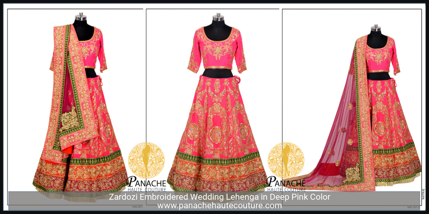 Pink Colour Zardozi Wedding Lehenga Choli