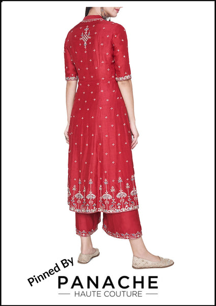 Red Color Gotta Patti Salwar Kameez