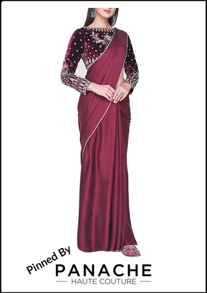 Maroon Color Satin Saree with Gotta Patti Blouse