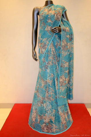 Pure silk chiffon saree