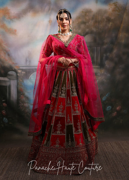 Multicolor Velvet Lehenga For Sangeet Nihal Panache Haute Couture 3480