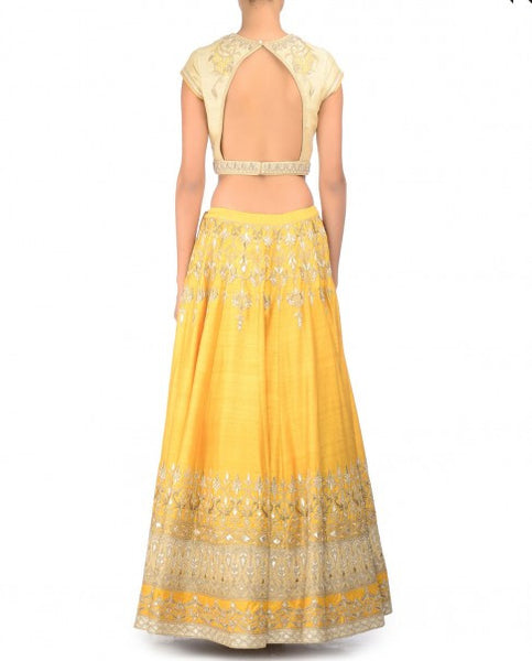 Yellow Gotta Patti Lehenga Set Panache Haute Couture 