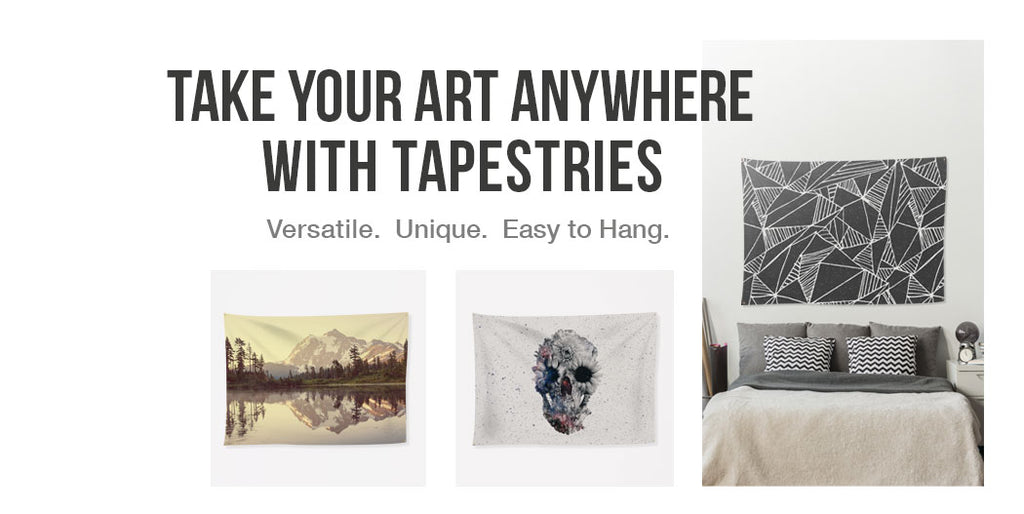 Take your art anywhere with tapestries by @wallsneedlove.