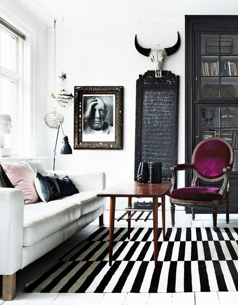 Use Easy Stripes and faux taxidermy for this Scandinavian look.