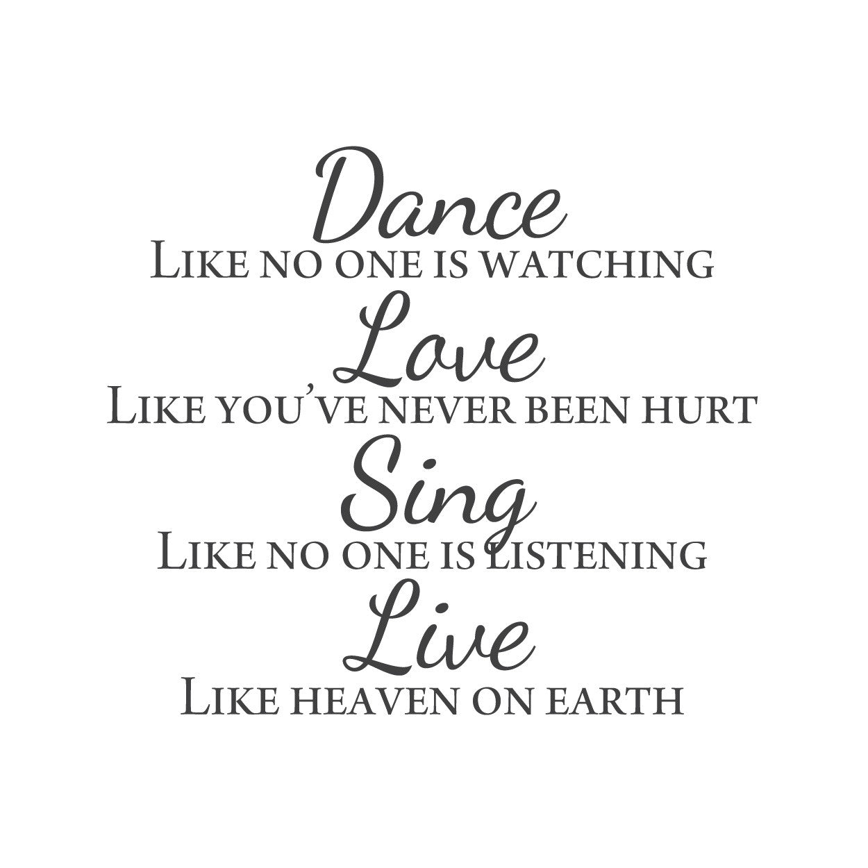 Wall Quotes Wall Decals Dance Love Sing Live 