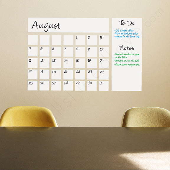 Dry Erase Calendar Writable Dry Erase Wall Decal WallsNeedLove