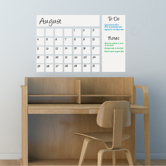 Dry Erase Calendar Writable Dry Erase Wall Decal WallsNeedLove