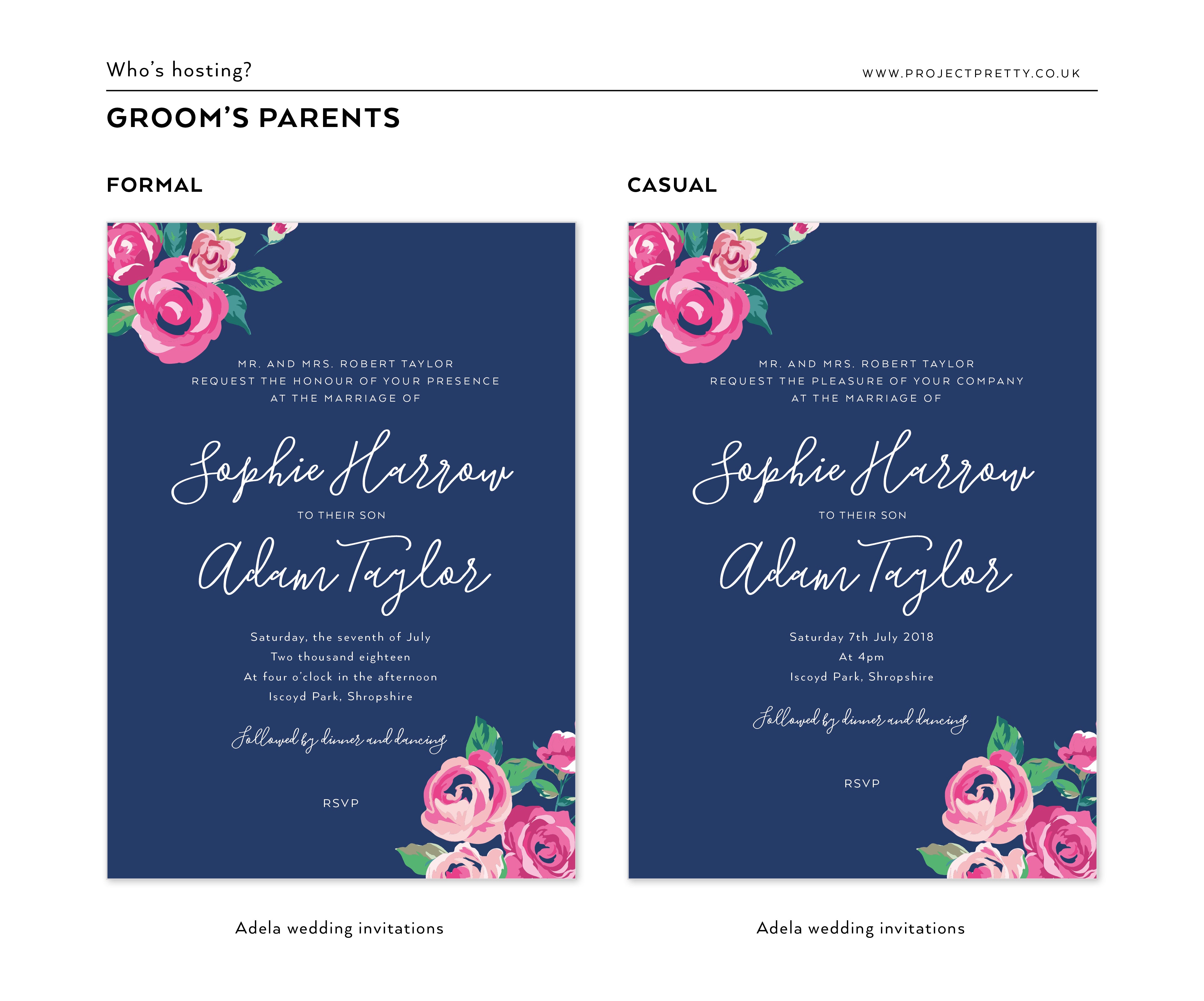 wedding Invitation wording grooms parents hosting