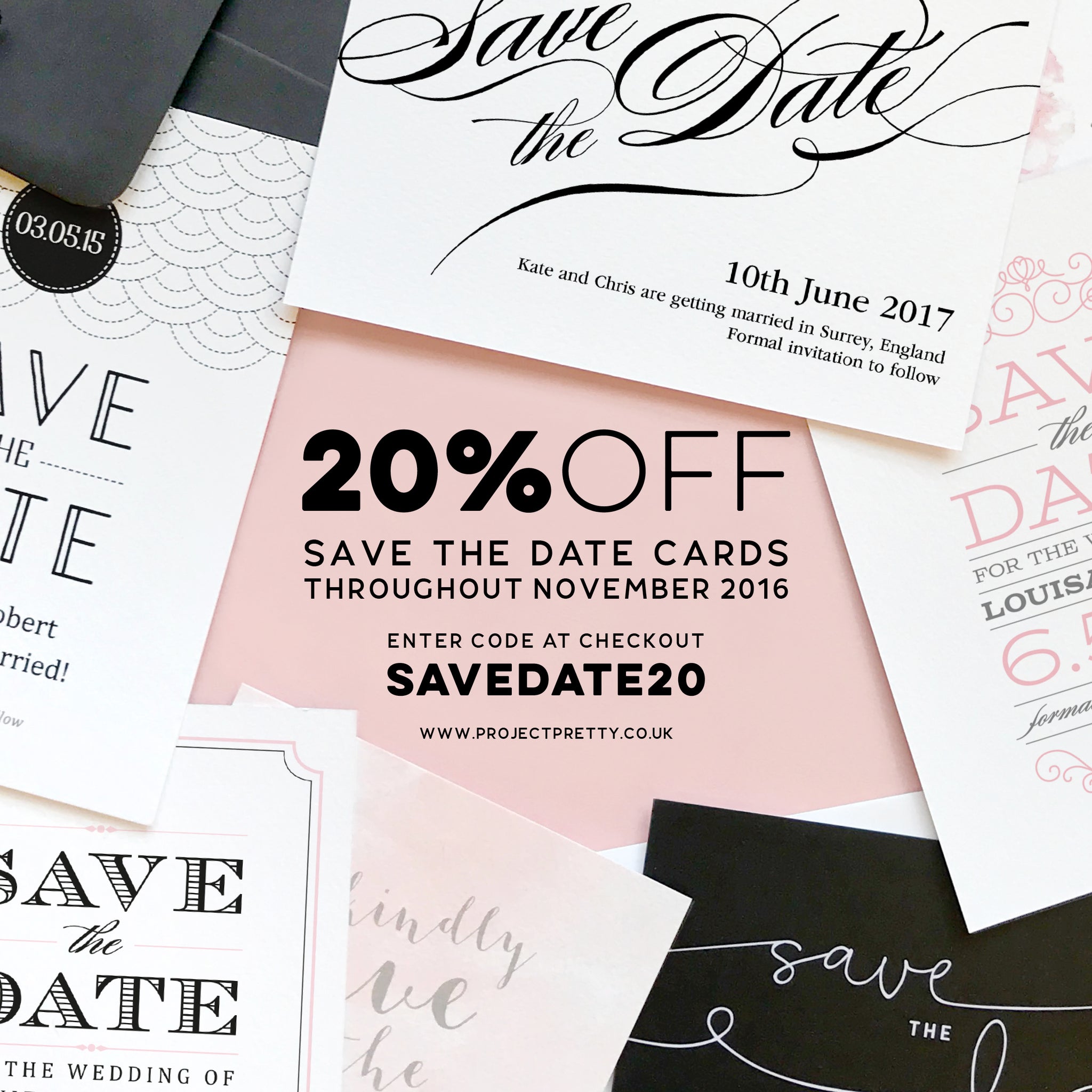 20% off save the date cards