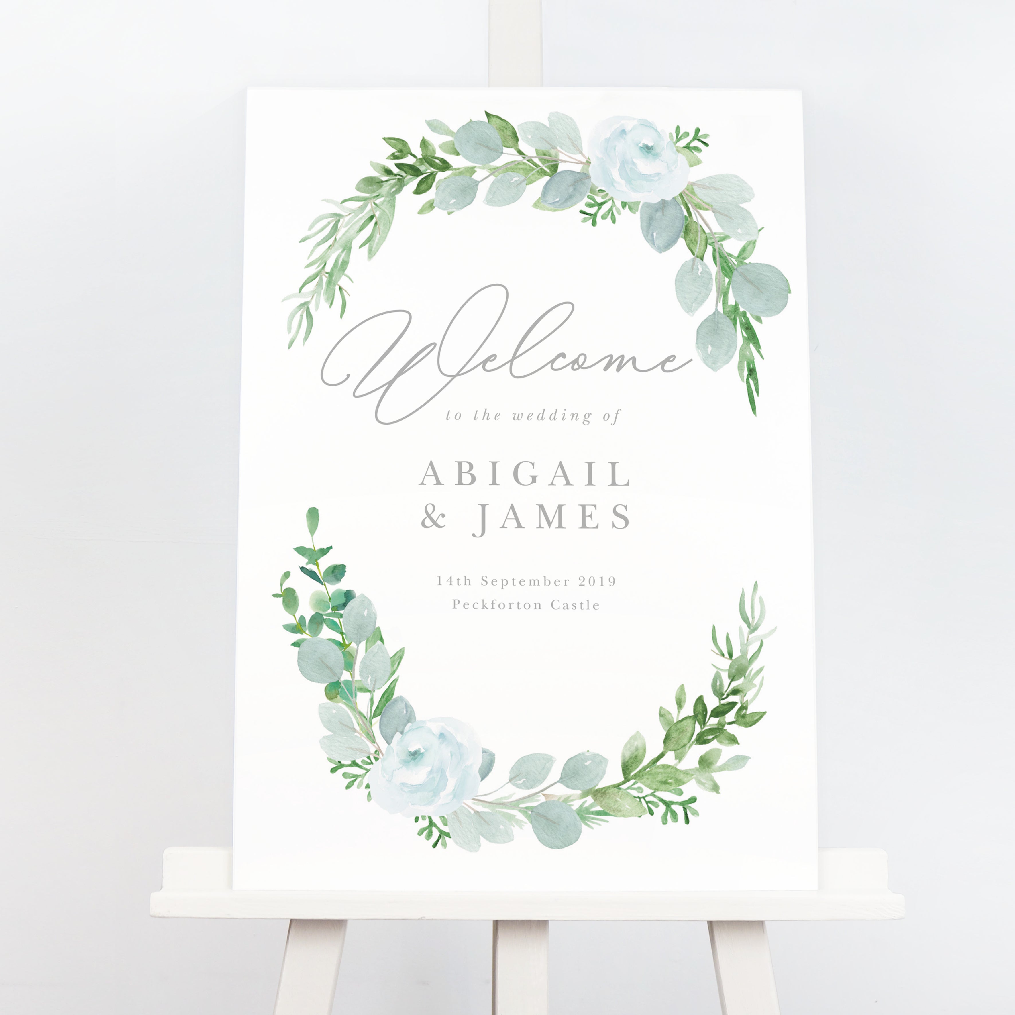 Eucalyptus wedding welcome sign