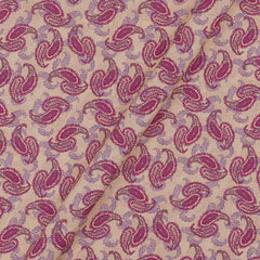 Soft (Silklized) Cotton Beige Colour Paisley Print 43 Inches Width Fabric cut of 0.45 Meter