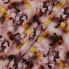 Crepe Type Brown Colour Digital Floral Jaal Print Tikki & Thread Embroidered Flowy 42 Inches Fabric