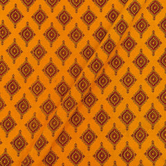 Cotton Mustard Yellow Colour Ethnic Print Fabric