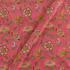 Cotton Candy Pink Colour Floral Jaal Block Print 43 Inches Width Fabric